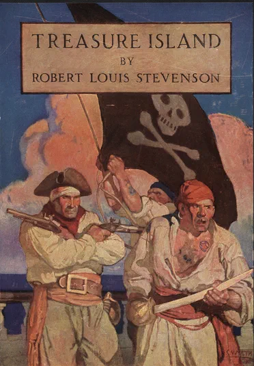 Couverture du roman L'île au trésor de Robert Louis Stevenson illustrée par N. C. Wyeth